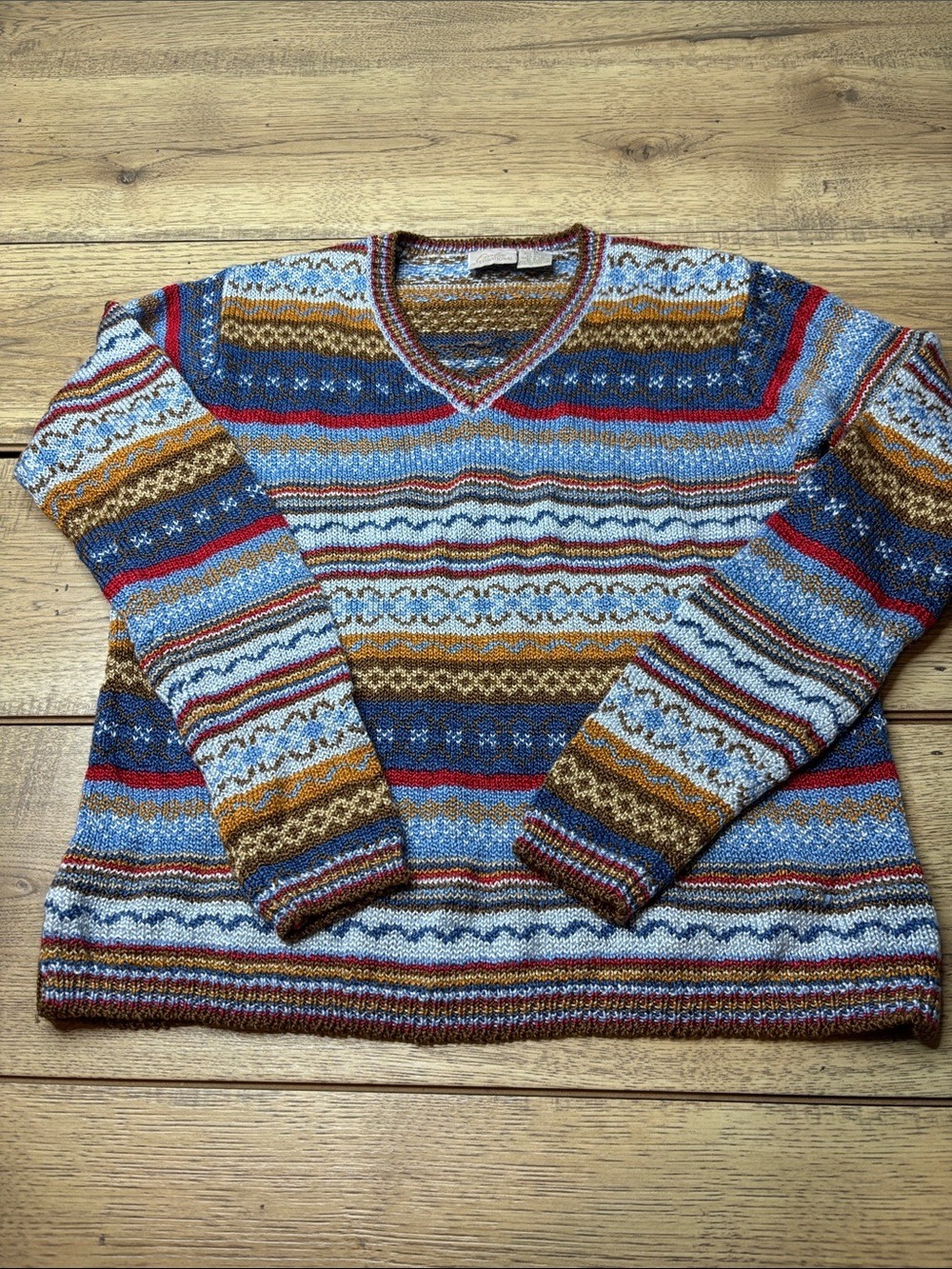 Women’s Fiorlini International Multicolor Striped V-Neck Sweater Size Small
